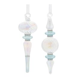 BreeBe - Iridescent Finial Drop Ornament (Set of 12) - Blue