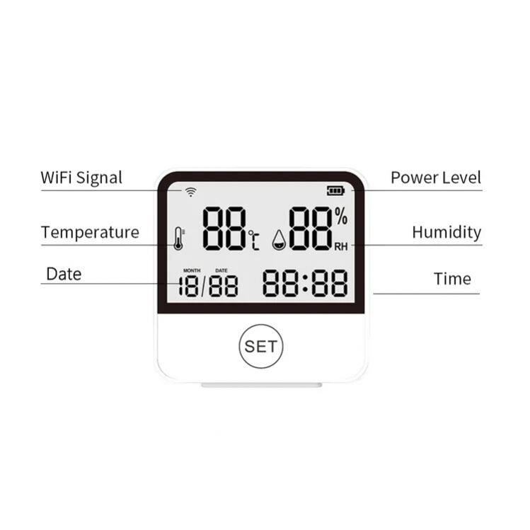 WiFi Signal %  
Temperature 88  
Humidity 88%  
Date 18/88  
Time 88:88  
Power Level  
SET
