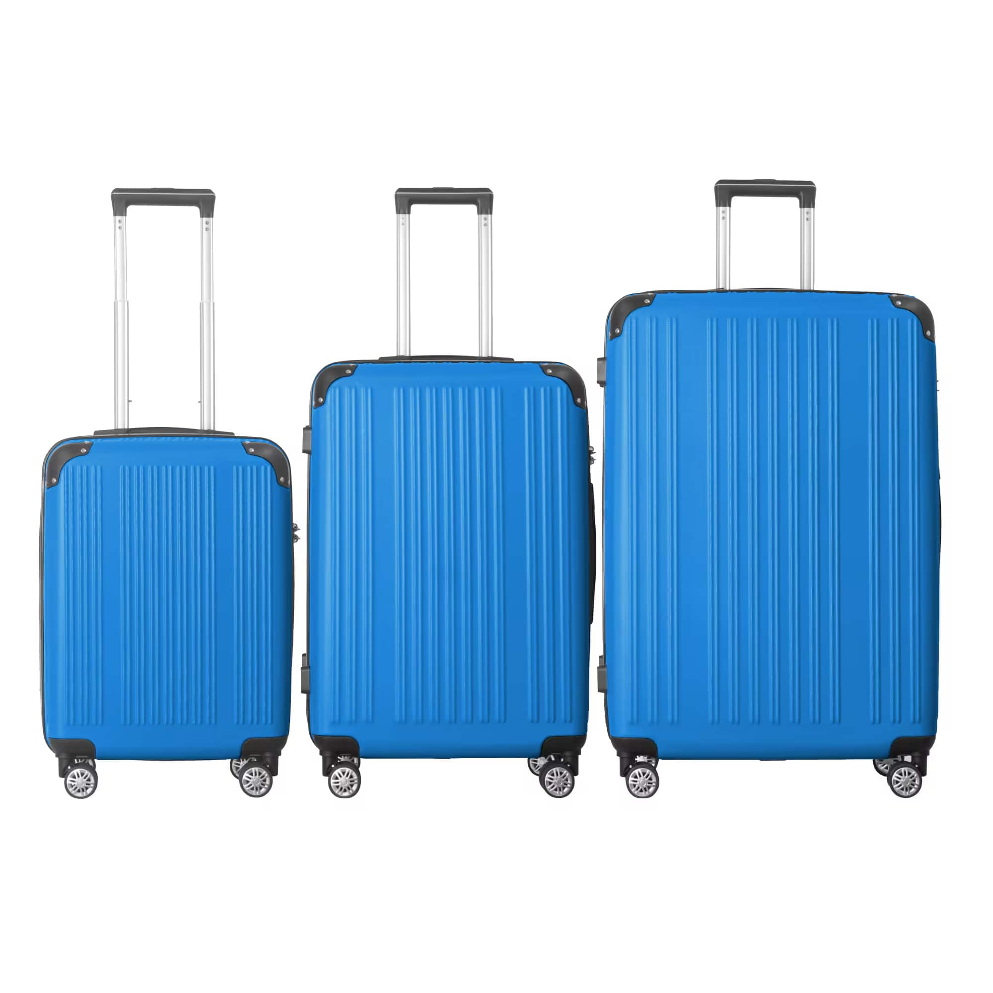 Bestier - 3-Piece ABS Hardshell Luggage Set (20”/24”/26”) with Spinner Wheels, TSA Lock & Telescopic Handle - Deep Blue