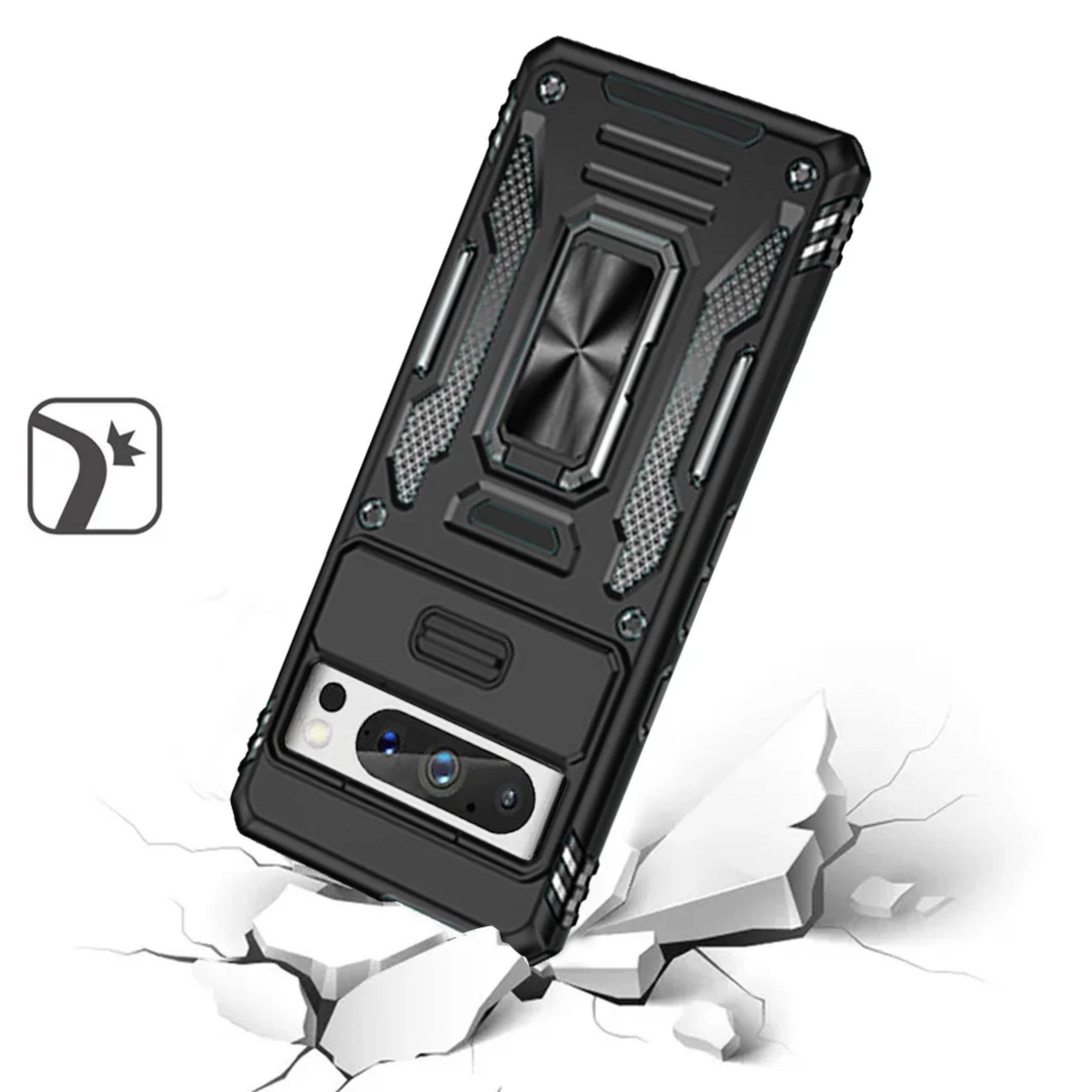 Left. Kitcheniva - Shockproof Sliding Lens Cover Phone Case For Google Pixel 9 Pro XL Black - Black.