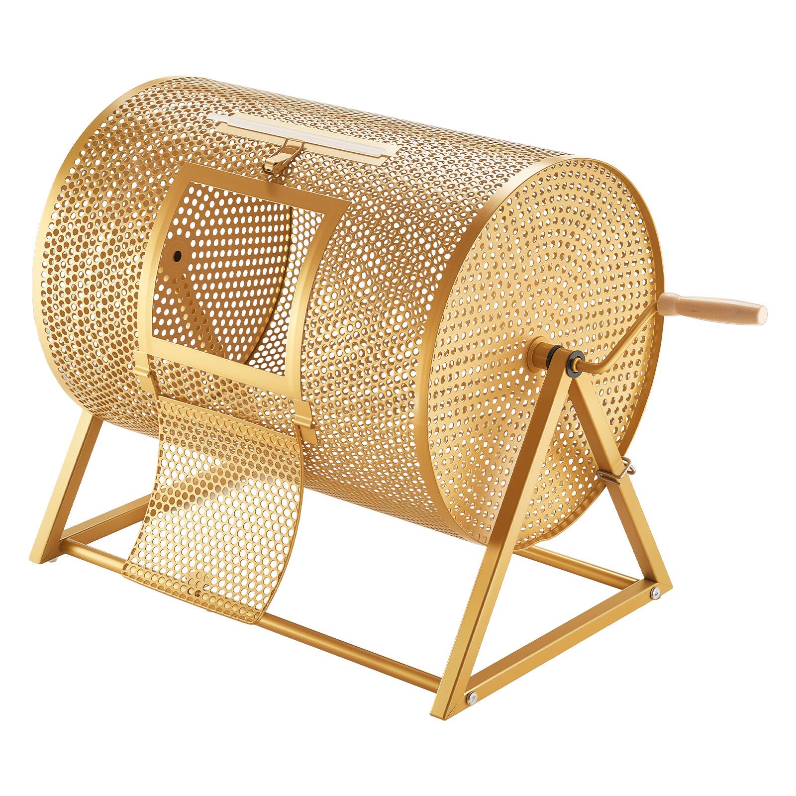 Alt View 5. VEVOR - Raffle Ticket Spinner, 16.1" x 11.9" Holds 5000 Tickets or 200 Ping Pong Balls, Raffle Drum Lottery Spinning Cage - Gold.