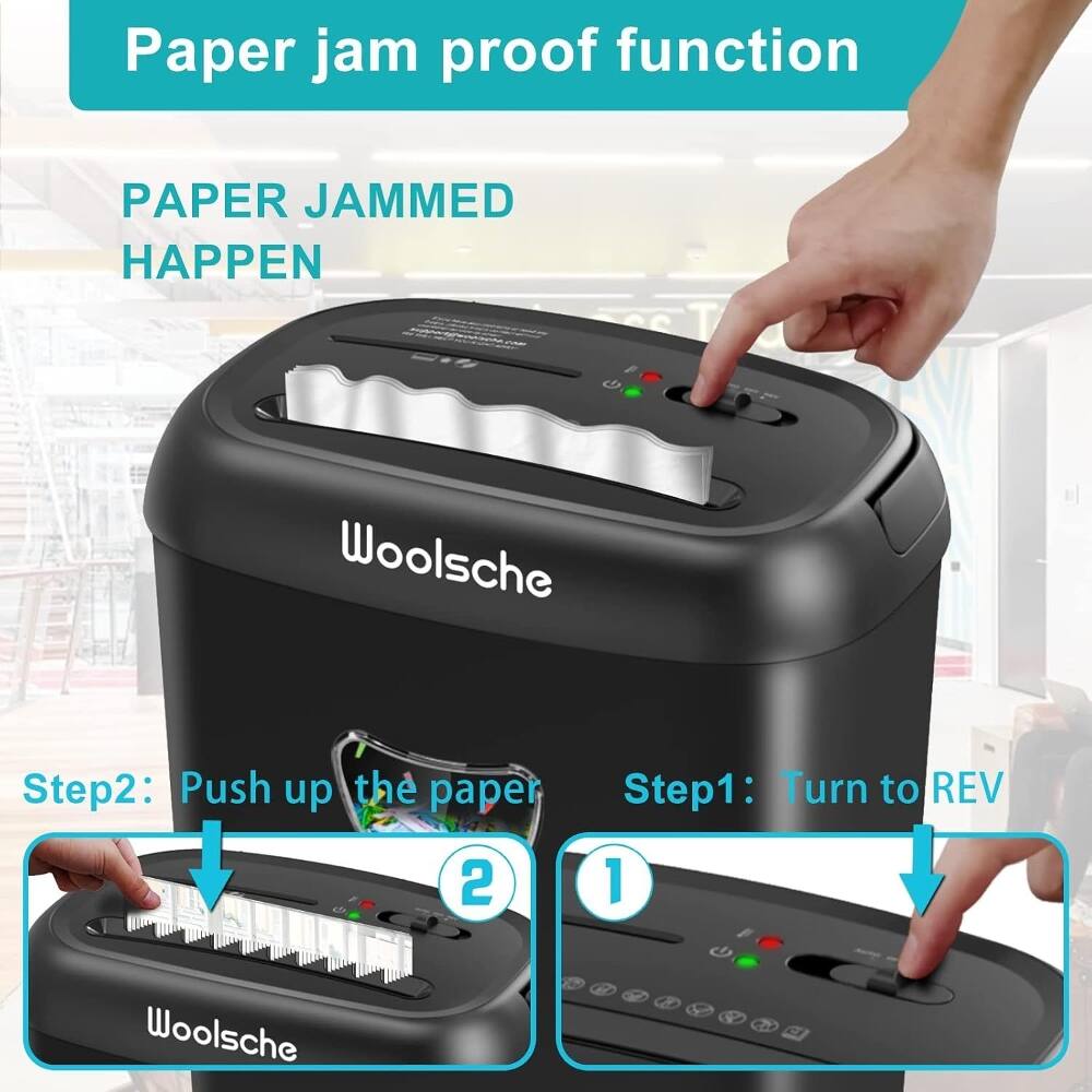 Paper jam proof function

PAPER JAMMED HAPPEN

Step1: Turn to REV

Step2: Push up the paper