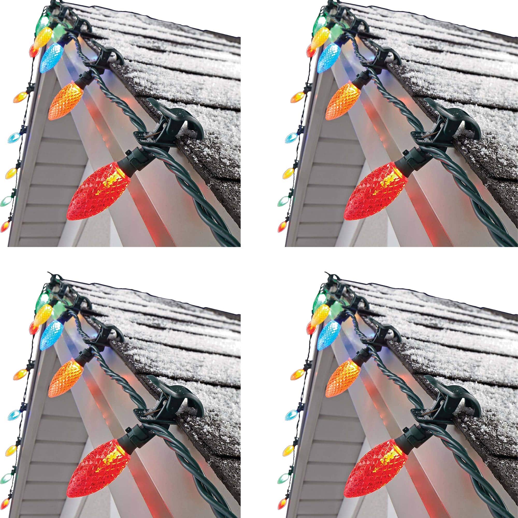 NOMA - Quick Clip C9 LED Christmas String Lights, 100 Multicolored Bulbs (4 Pack)