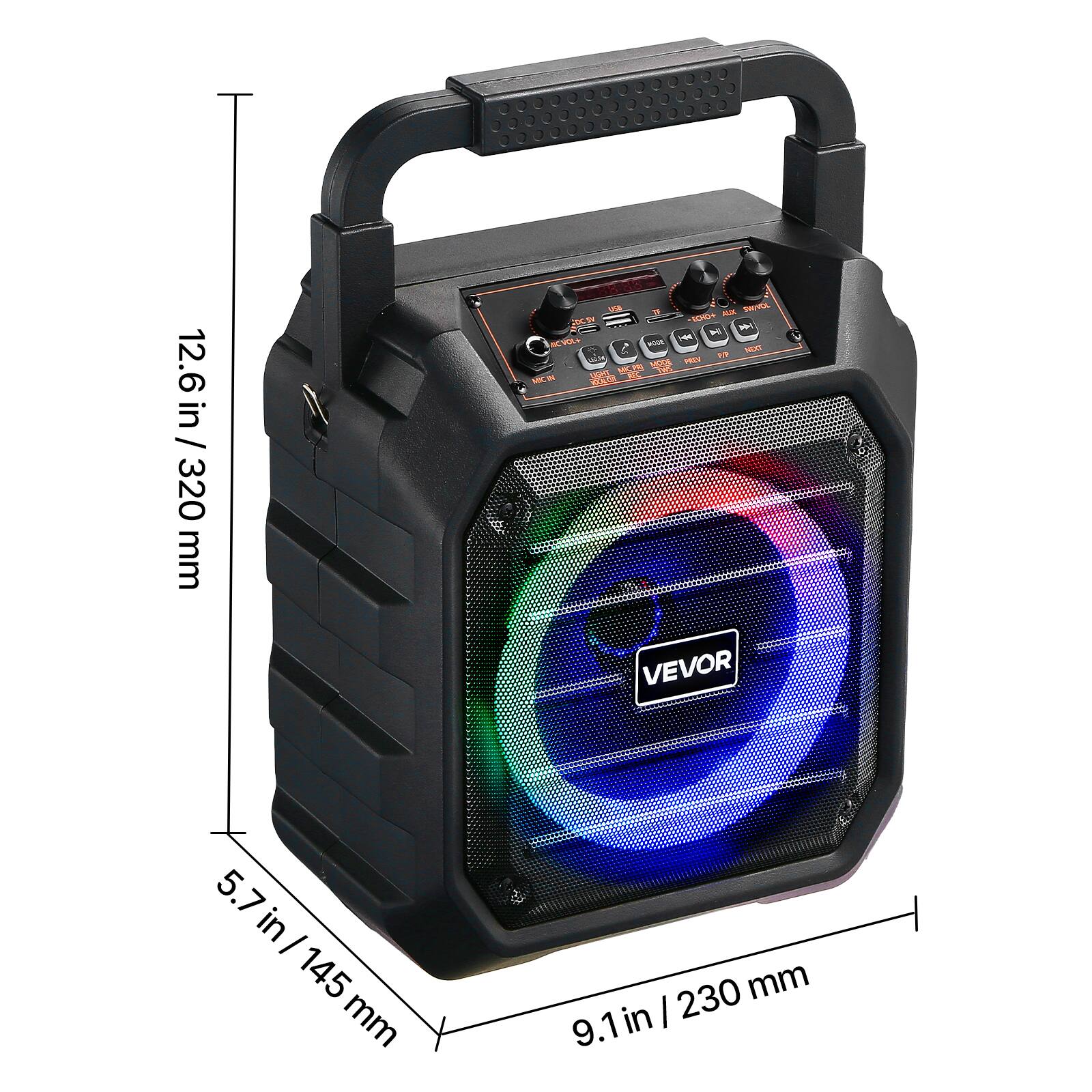 12.6 in / 320 mm  
5.7 in / 145 mm  
9.1 in / 230 mm