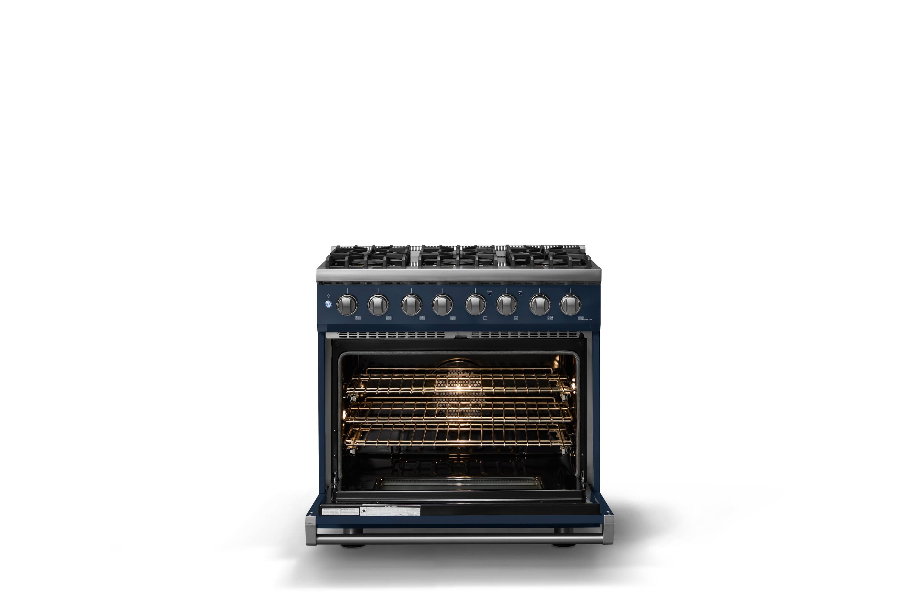 Alt View 2. Viking - 36 in. Wide 6 Burner Pro 5 Series 5.6 Cu. Ft. Freestanding Sealed LP Dual Fuel Convection Range - Slate Blue - Slate Blue.