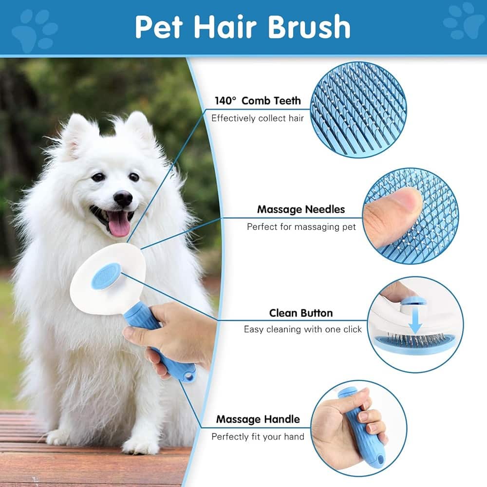 THIRSTY TURTLE - 6-Piece Dog Grooming Kit with Shedding Brushes, Dematting Comb, Nail Clippers, Flea and Bath Brush