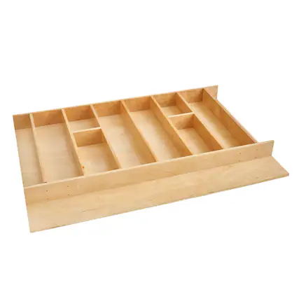 Front. Rev-A-Shelf - Rev-A-Shelf Trim to Fit Shallow Drawer Organizer, 33.13'' x 22'', 4WUT-36SH-1 - Light Brown.