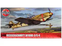 Airfix - Level 2 Model Kit of Messerschmitt Bf109E-3/E-4 Fighter Aircraft with 3 Scheme Options 1/48 Plastic Model Kit by Airfix.