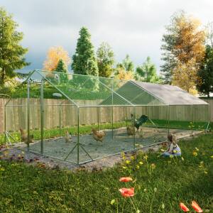 Left. Anysun - Anysun Spring Clasp Design Large Metal Walk-in Hen Pen Cage with Sturdily Lockable Door.