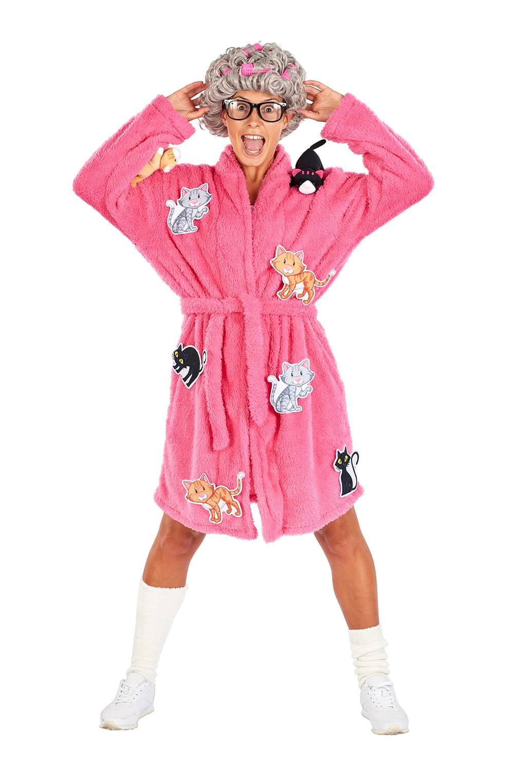 Orion Costumes - Crazy Cat Lady Adult Costume | Robe & Wig Funny Costume Set | One Size Fits Most - Pink price history on PriceWatchPro