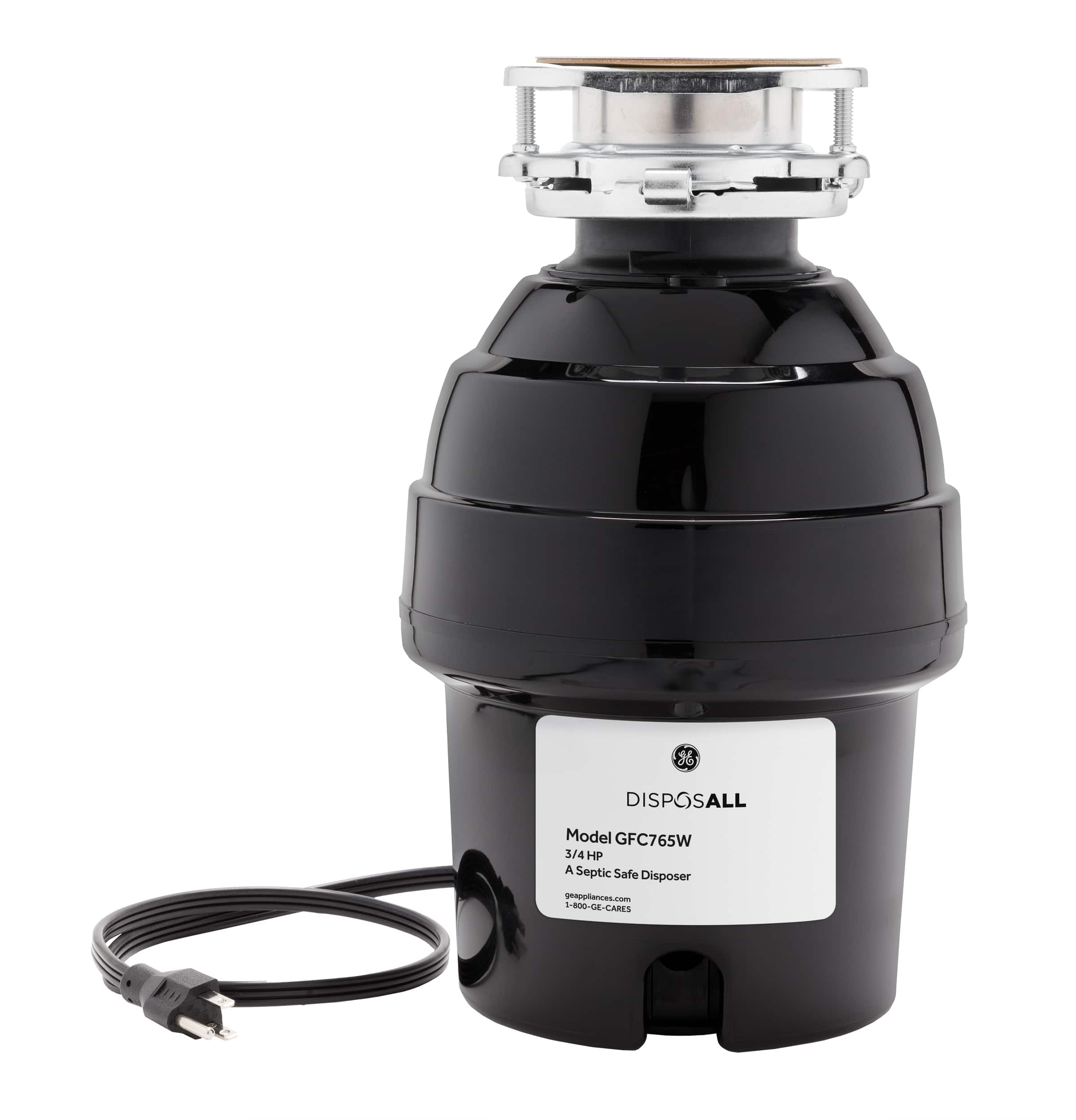 GE - DISPOSALL 3/4 HP Disposer - Black - Front_Zoom