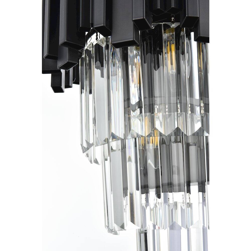 Back. Elegant Lighting - Willow 12 Inch Wall Sconce In Black - Black And Clear.