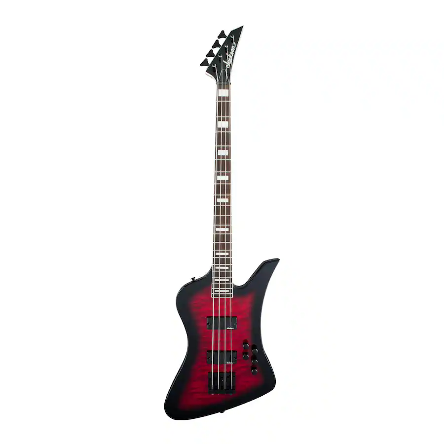 Bird Maple Jackson JS Series Kelly Bird JS3Q 4 String Bass Guitar (Transparent Red ...