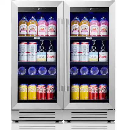 Sure, here is the corrected and grouped text:
---
**Top Shelf:**
- BUNDABERG
- BUNDABERG
- BUNDABERG
- BUNDABERG
- BUNDABERG
**Second Shelf:**
- Yeego
- Yeego
- Yeego
- Yeego
**Third Shelf:**
- Budweiser
- Budweiser
- Budweiser
- Budweiser
- VEDDIT
- VEDDIT
- VEDDIT
- Duvel
- Duvel
- Duvel
**Bottom Shelf:**
- Coca-Cola
- Coca-Cola
- Coca-Cola
- Coca-Cola
- Coca-Cola
- Coca-Cola
- Coca-Cola
- Coca-Cola
---
This text is based on the visible labels in the image.