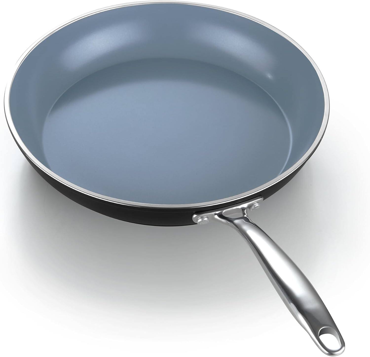 Back. Cook N Home - Classic 12 Inch Ceramic Nonstick Frying Pan, Cookware Skillet Egg & Omelet Pan, Induction, Oven Safe, Black - black, gray.
