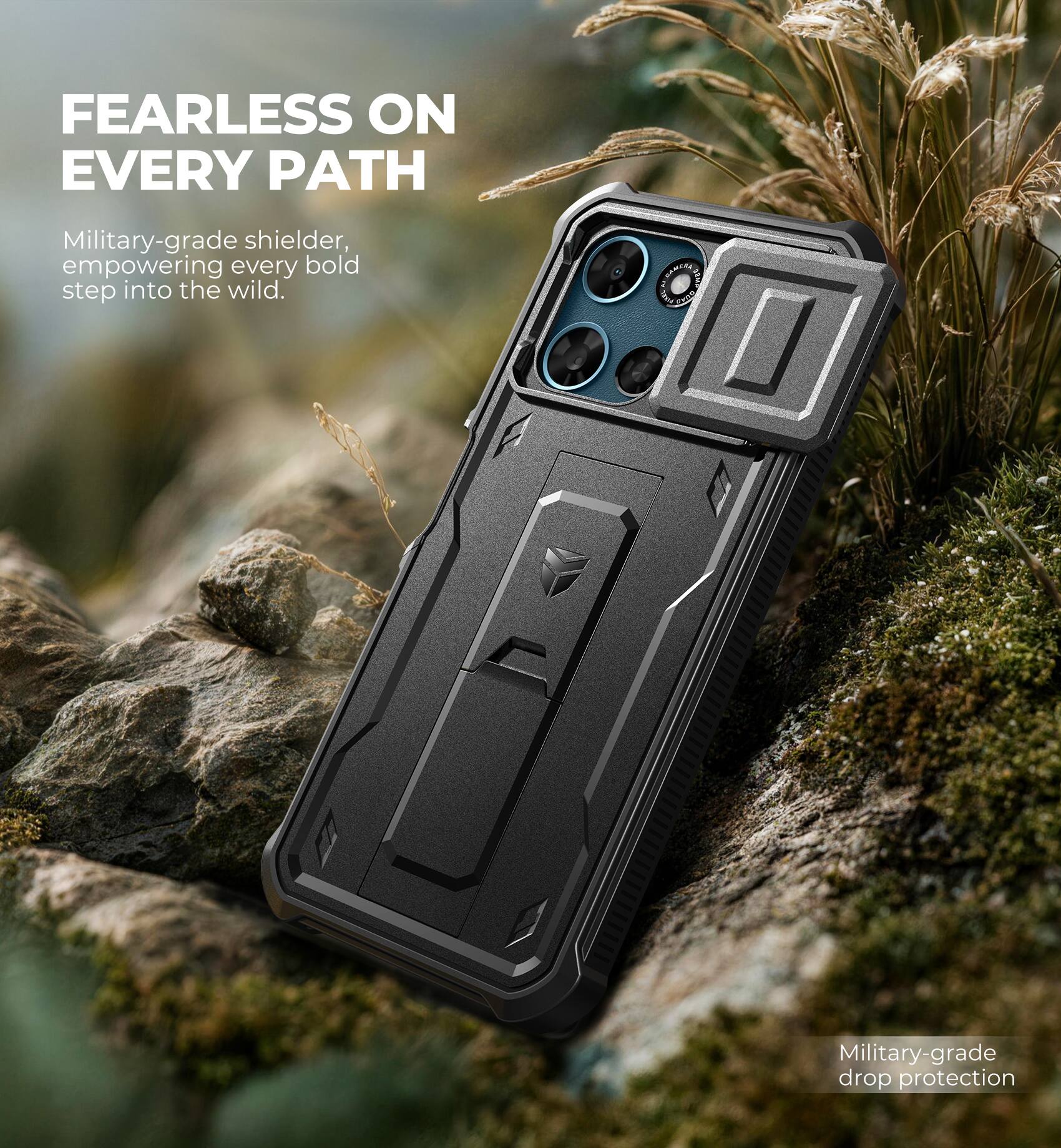 FEARLESS ON EVERY PATH

Military-grade shielder, empowering every bold step into the wild.

Military-grade drop protection