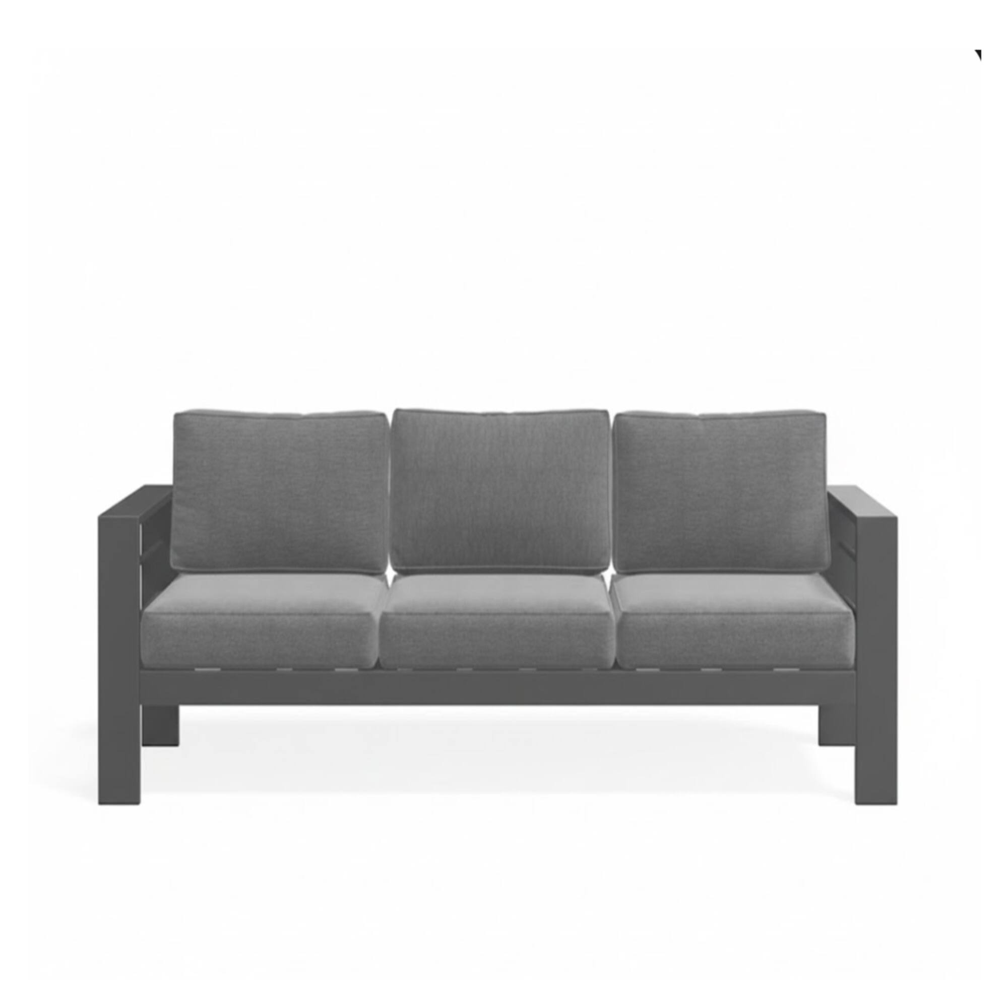 Alt View 5. Mondawe - 75" 3-Seat Metal Patio Sofa Couch with Cushions - Gray.