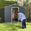 Alt View 3. Costway - 5.7 FT x 7.5 FT Outside Storage Shed Double Door Outdoor Tool House withAir Window - Grey.
