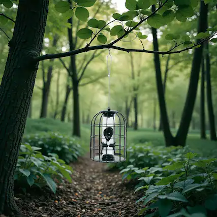 Front. BreeBe - Metal Caged Bird Seed Feeder for Outdoors – Squirrel-Resistant Design for Wild Birds - Green.