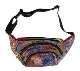 Blue Heaven - Glitter Party Round Pocket Fanny Pack - Multicolored