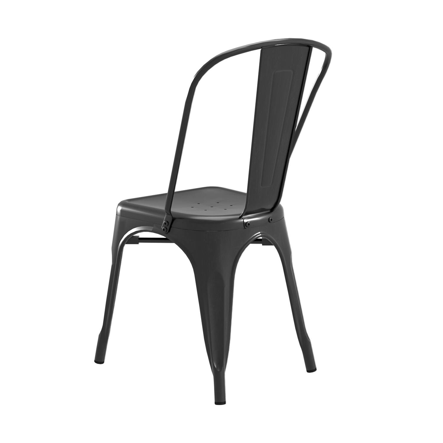 Back. VENI HOME - Metal Indoor-Outdoor Chairs Distressed Style Kitchen Dining Chairs Stackable Side Chairs with Back Set of 4 - Black.