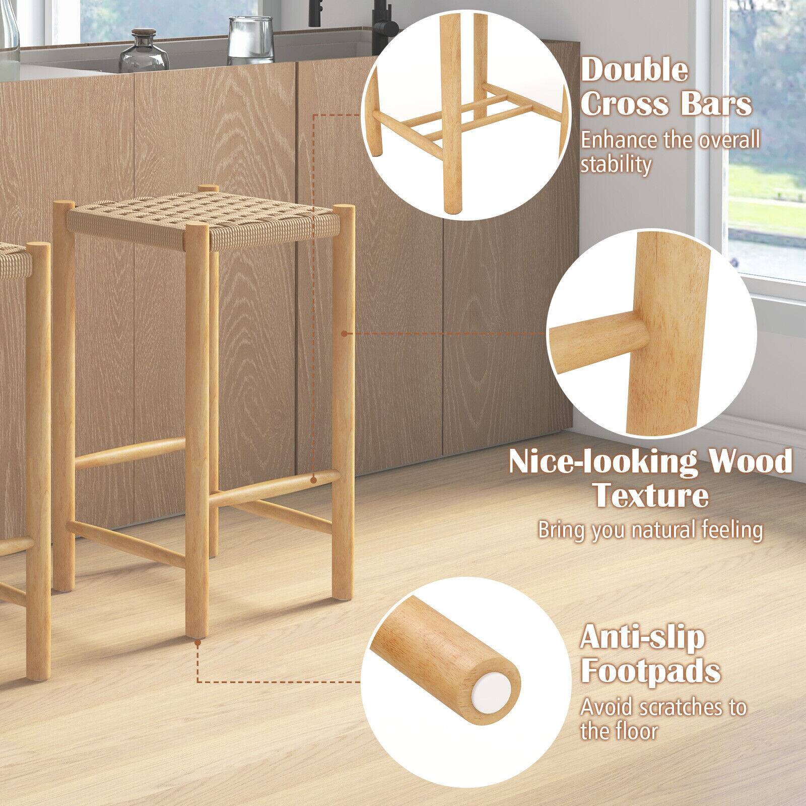 Double Cross Bars Enhance the overall stability, Nice-looking Wood Texture Bring you natural feeling, Anti-slip Footpads Avoid scratches to the floor