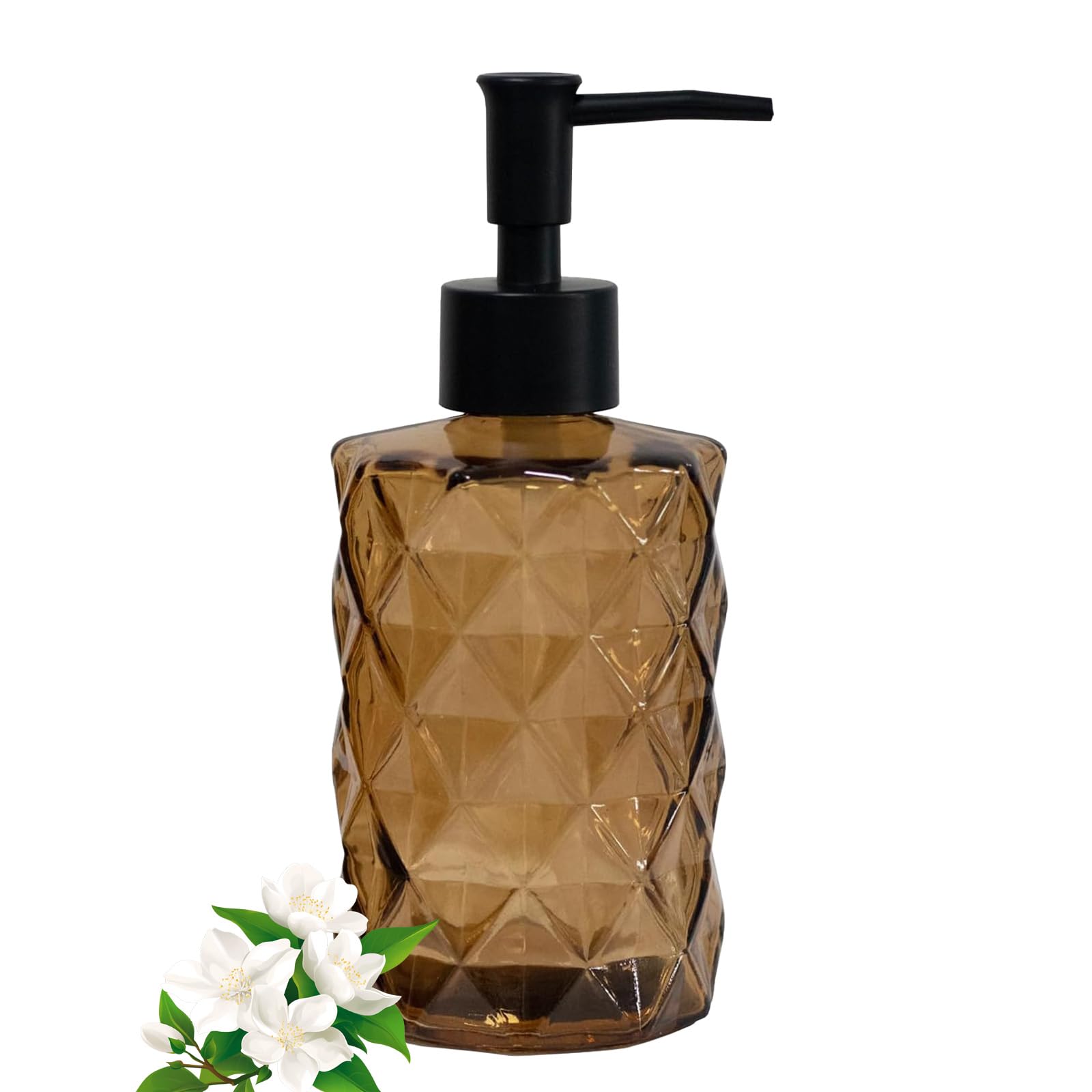Dapper Styles Pump Glass Soap Dispenser Stripe Countertop Refillable ...