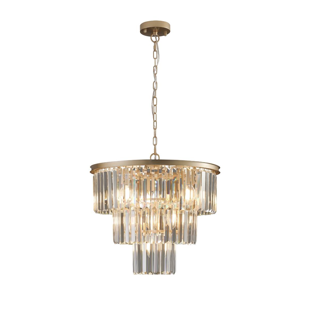 Alt View 10. Loheer - Loheer 20 inch Crystal Chandelier, Seven Light Gold Frame Pendant for Living Room or Dining Room.