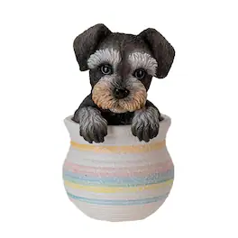 Pacific Trading - Mini Schnauzer in Pot Realistic Form Figurine 6 inch
