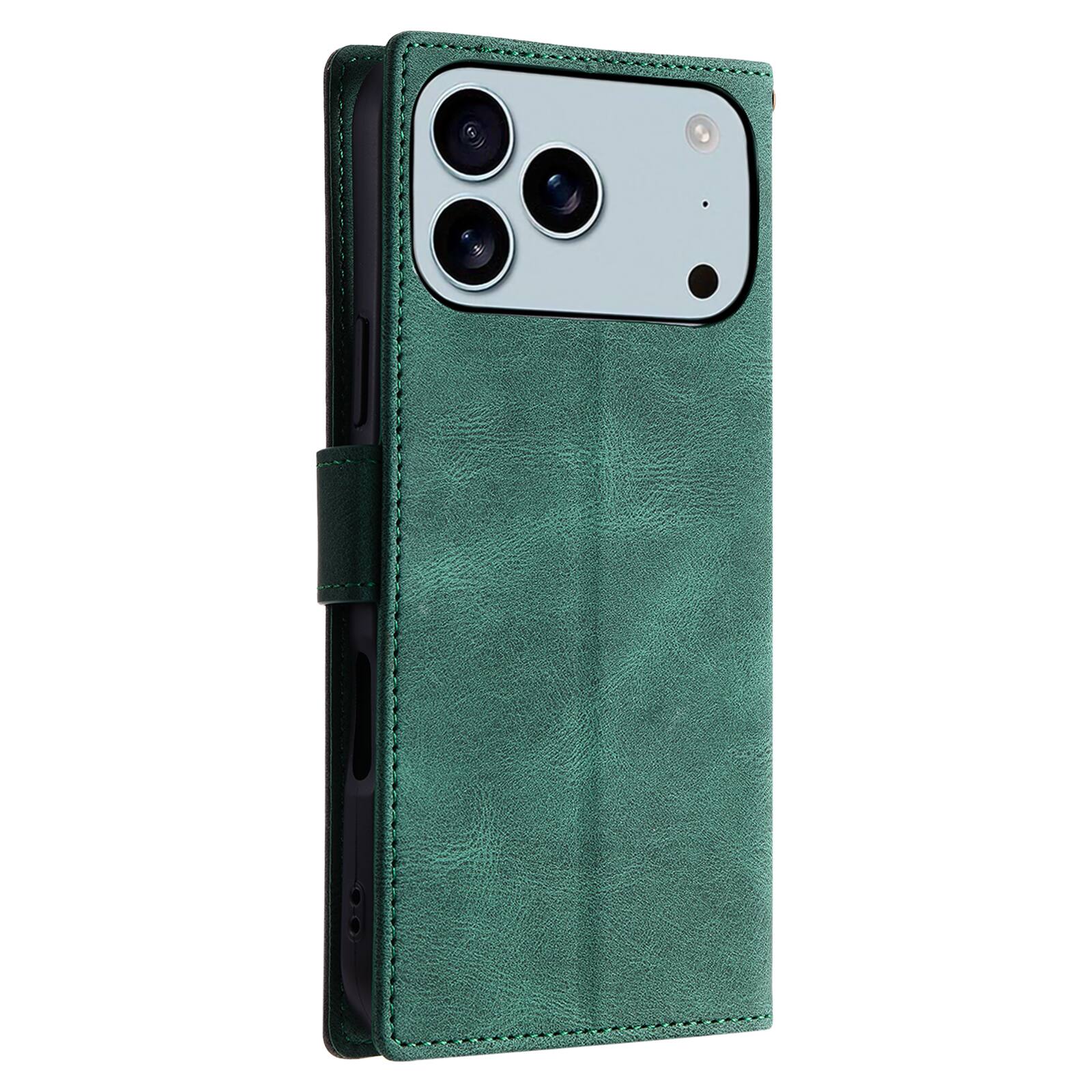 Alt View 3. Dteck - Wallet Case for Apple iPhone 17 Pro Max,Vintage PU Leather Flip Card Holder Kickstand Magnetic Closure Phone Cover - Green.