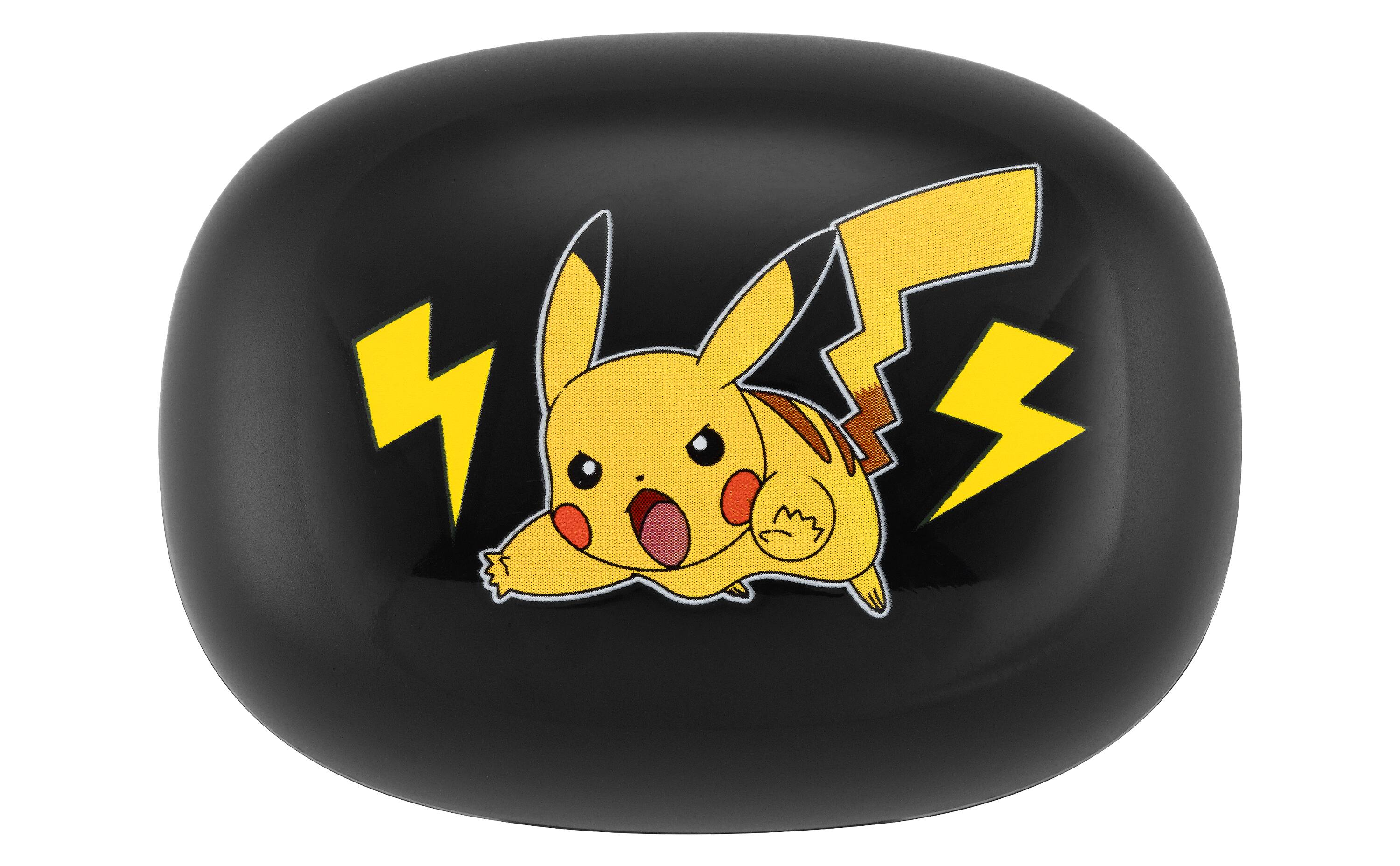 Angle. eKids - eKids Pokemon Wireless Earbuds for Kids, Bluetooth Earbuds with Charging Case - Black.