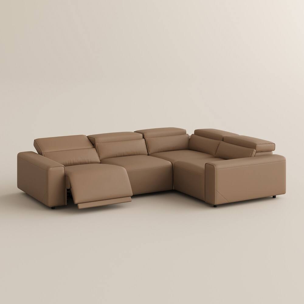 Alt View 9. POVISON - 111.02"Power Corner Sofa L-shaped Electric Reclining Couch, 2 Extendable Recliners, USB Charging, Living Room, Khaki - Khaki Sustainable Leather.