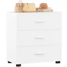 Aheaplus - Wood Closet Organizer & Nightstand with 3 Drawers, Bedroom Storage System - White