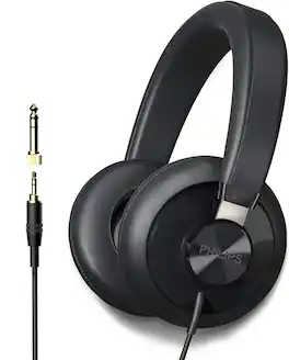 Philips - Wired Over-Ear Headphones Studio Monitor with High-Resolution Audio, Deep Bass, 40mm Drivers and Noise Isolation - Black