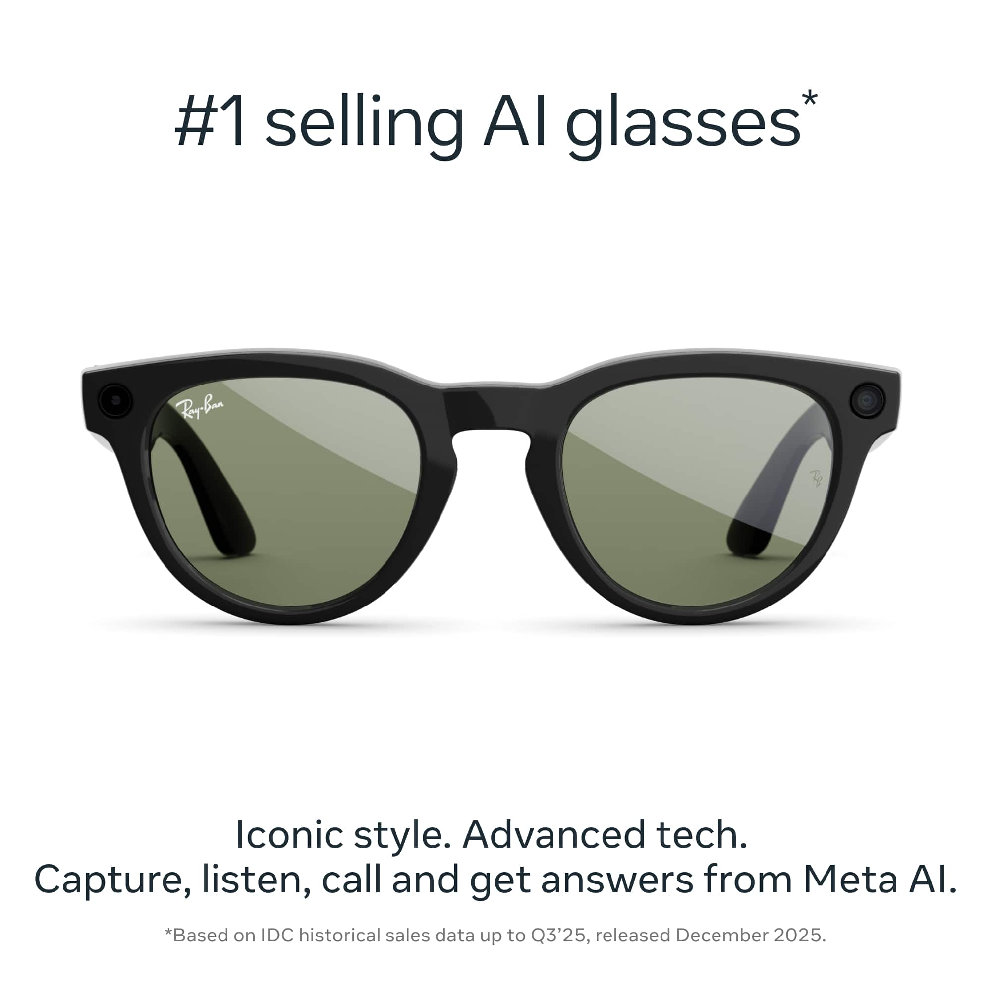 小物 Rayban  HEADLINER GREEN Ray-Ban Meta Headliner Smart Glasses Shiny Black G15 Green
