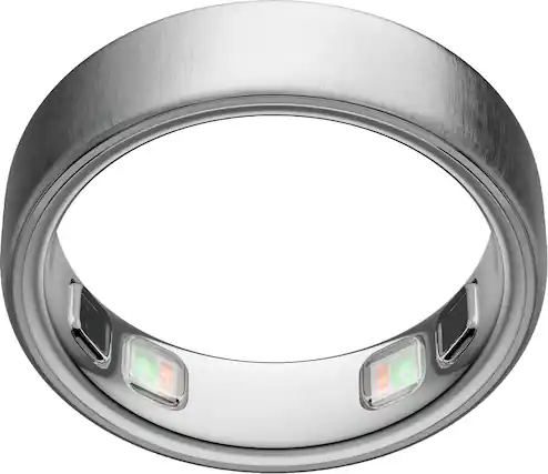 Front. Oura - Oura Ring 5 - Smart Ring - Size Before You Buy with OR5 Sizing Kit - Size 9 - Brushed Silver.