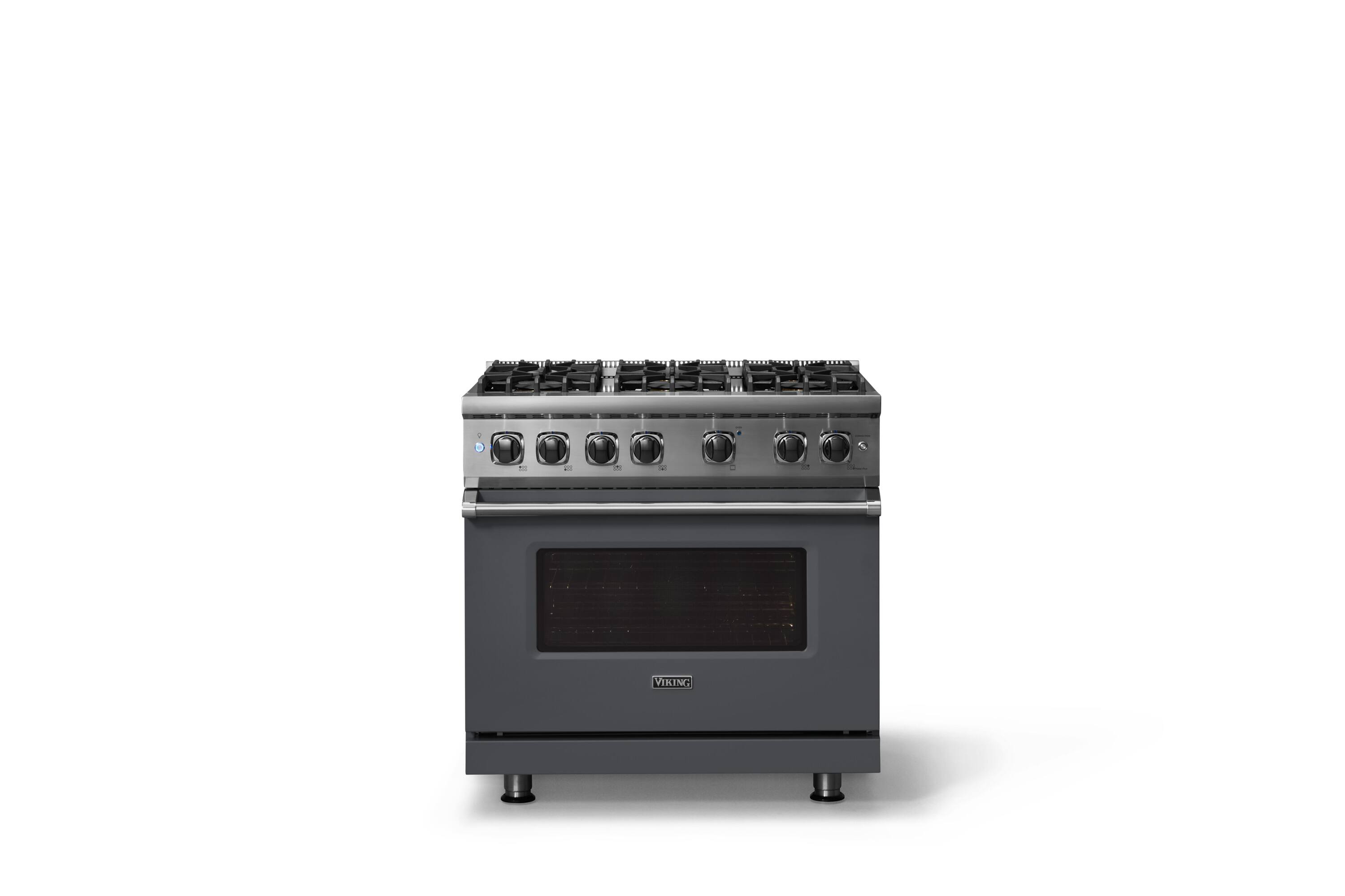 Alt View 1. Viking - 36"W./24"D. 5.1 Cu. Ft.  Gas Sealed Burner Range-6 Burners-Cast Black - Cast Black.