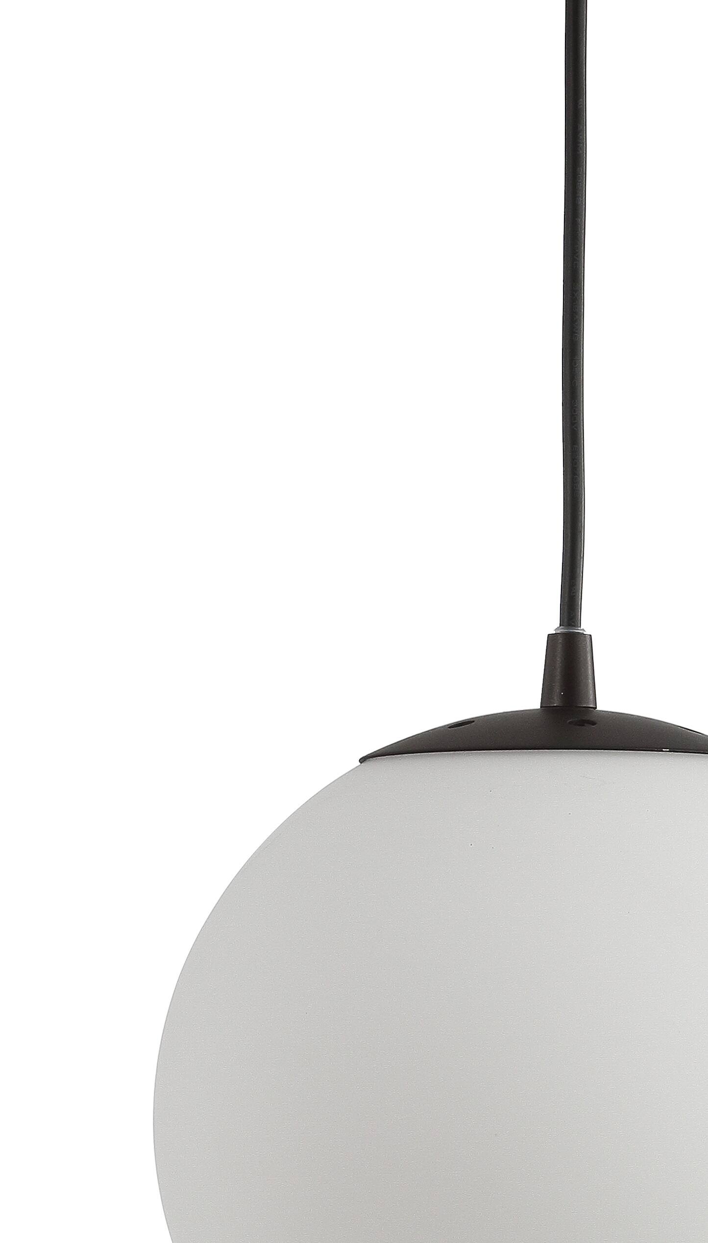 Alt View 3. Jonathan Y - Bleecker 7.75" Metal/Glass Globe LED Pendant, White/Oil Rubbed Bronze - White/Oil Rubbed Bronze.