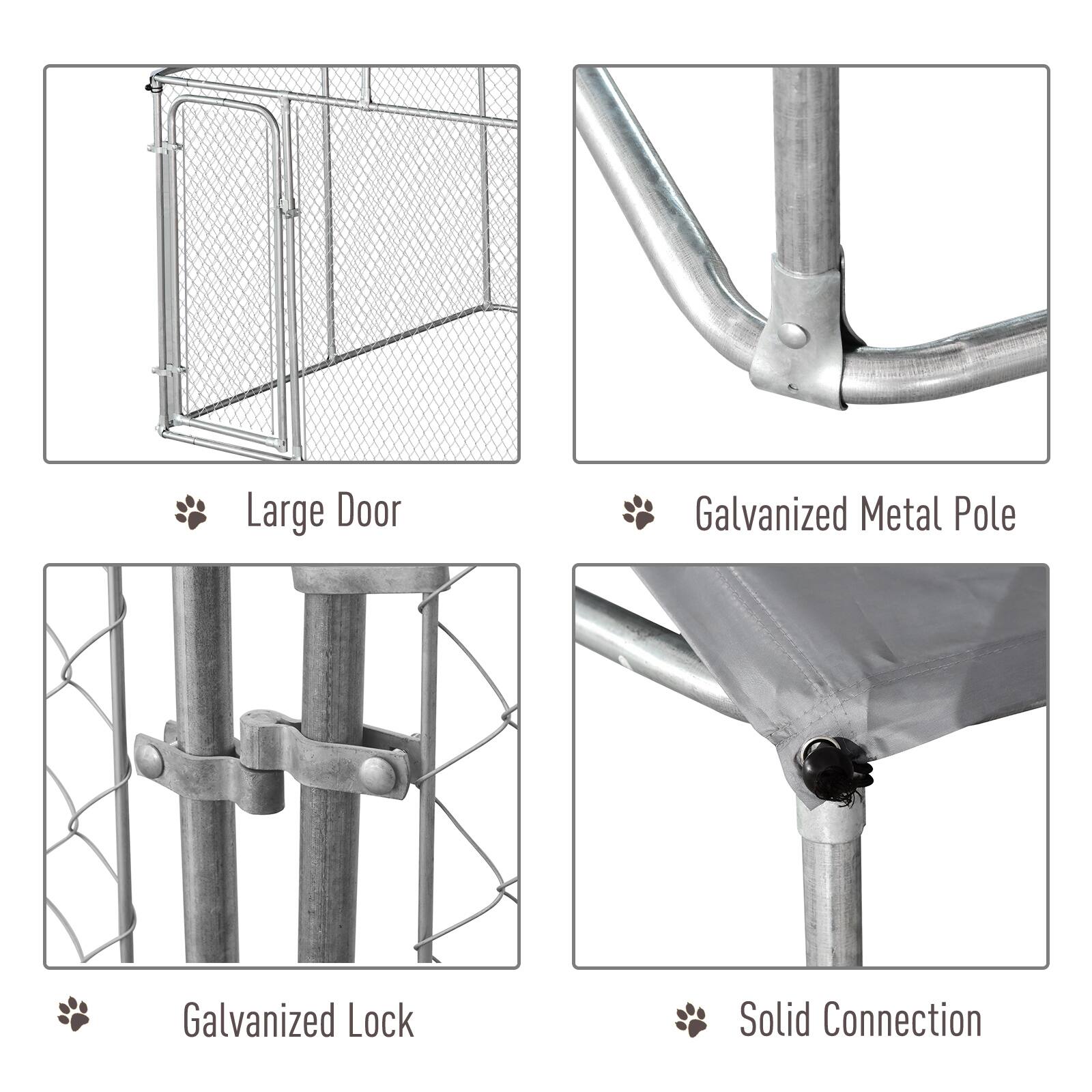 - Large Door
- Galvanized Metal Pole
- Galvanized Lock
- Solid Connection