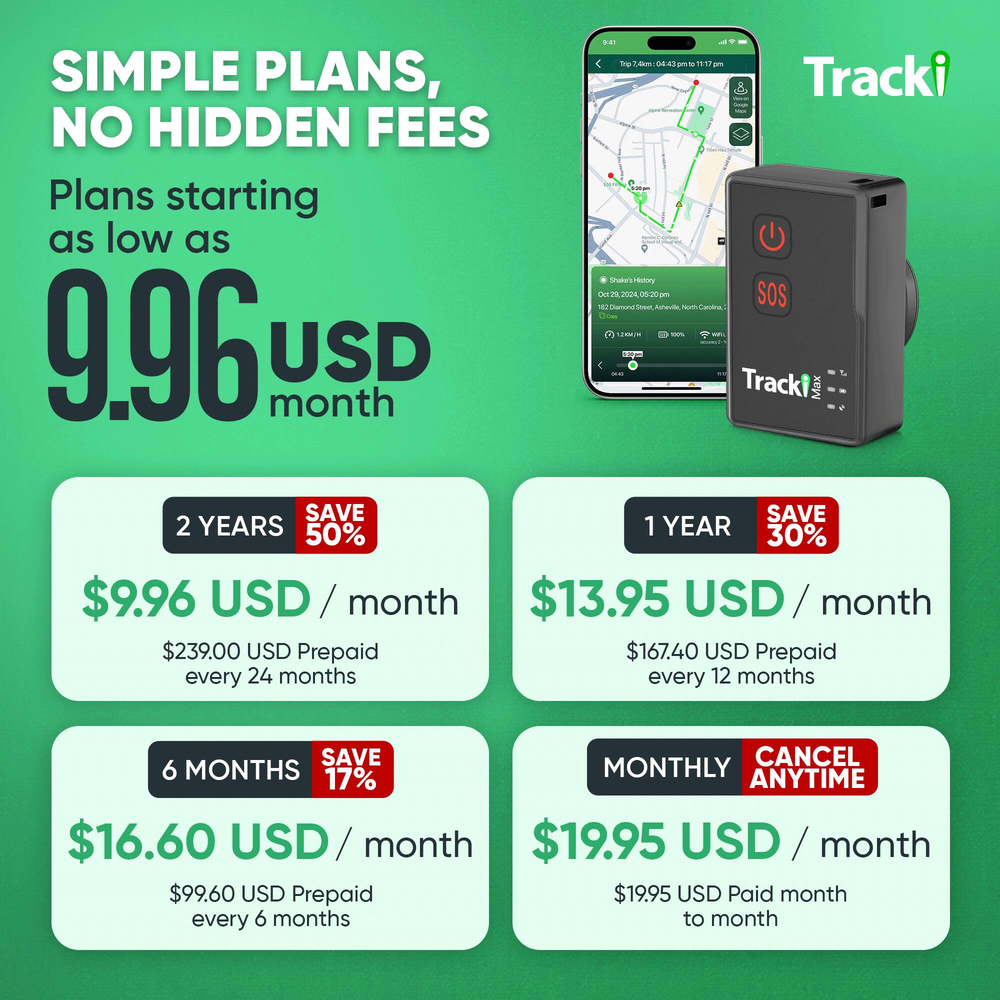 SIMPLE PLANS, NO HIDDEN FEES

Plans starting as low as 9.96 USD month

2 YEARS SAVE 50%
$9.96 USD / month
$239.00 USD Prepaid every 24 months

1 YEAR SAVE 30%
$13.95 USD / month
$167.40 USD Prepaid every 12 months

6 MONTHS SAVE 17%
$16.60 USD / month
$99.60 USD Prepaid every 6 months

MONTHLY CANCEL ANYTIME
$19.95 USD / month
$19.95 USD Paid month to month