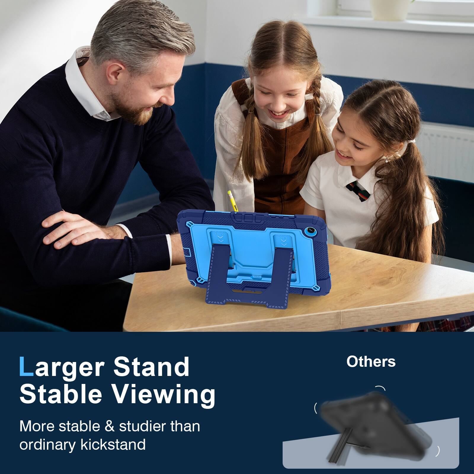 Larger Stand Stable Viewing  
More stable & sturdier than ordinary kickstand