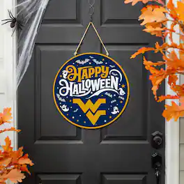 Evergreen Enterprises - West Virginia Mountaineers 18" Happy Halloween Wooden Round Door Sign - Multicolor
