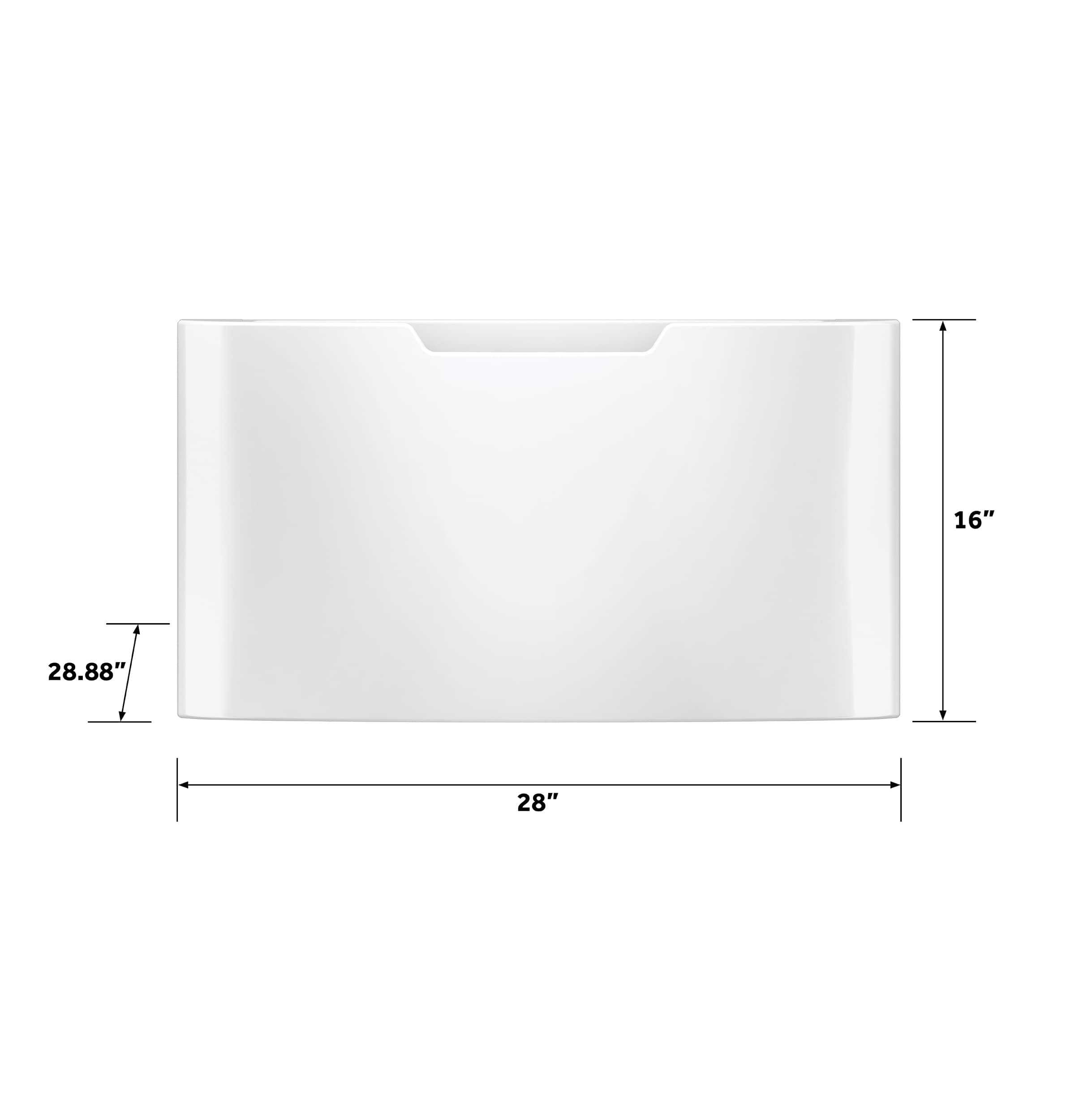 The image shows a white box with a label that reads "16" 28.88" 28". The box is placed on a table, and it appears to be a standard size for a shelf or storage unit. The measurements provided on the label indicate that the box is 16 inches in length, 28.88 inches in width, and 28 inches in height.