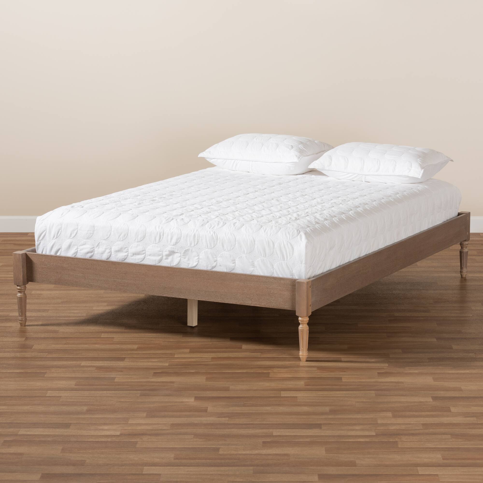 Alt View 2. Baxton Studio - Colette French Bohemian Antique Oak Finished Wood Full Size Platform Bed Frame - Antique Oak.