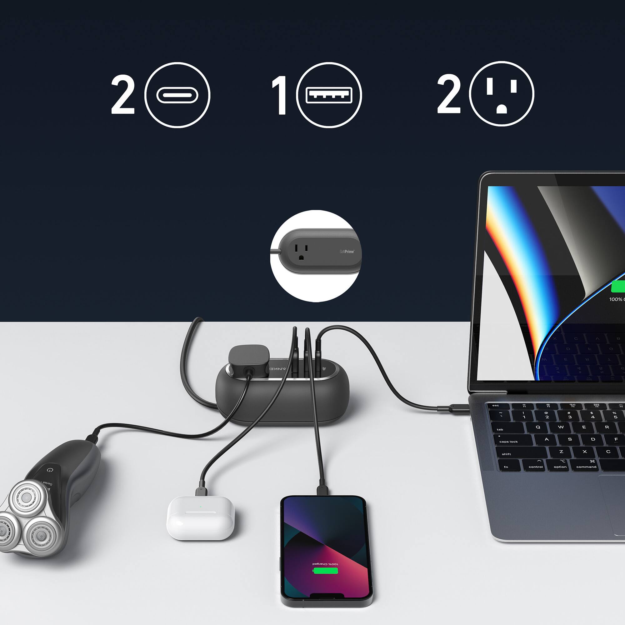 Alt View 1. Anker - Nano Power Bank (10,000mAh, 30W) w/ Built-In USB-C Cable - Black.