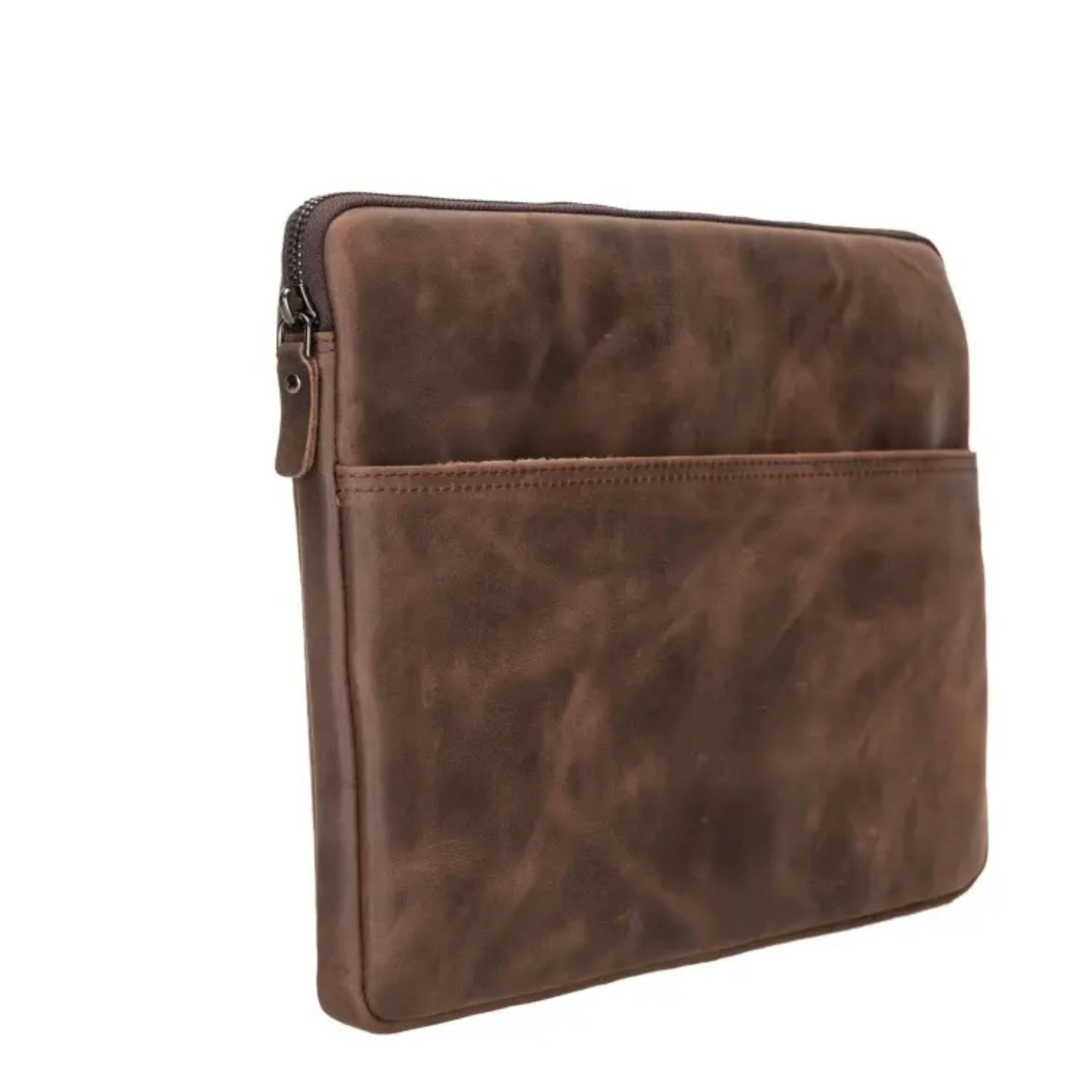 Back. Kitcheniva - 11" Leather Tablet Case Sleeve For iPad MacBook Dark Brown - Dark Brown.