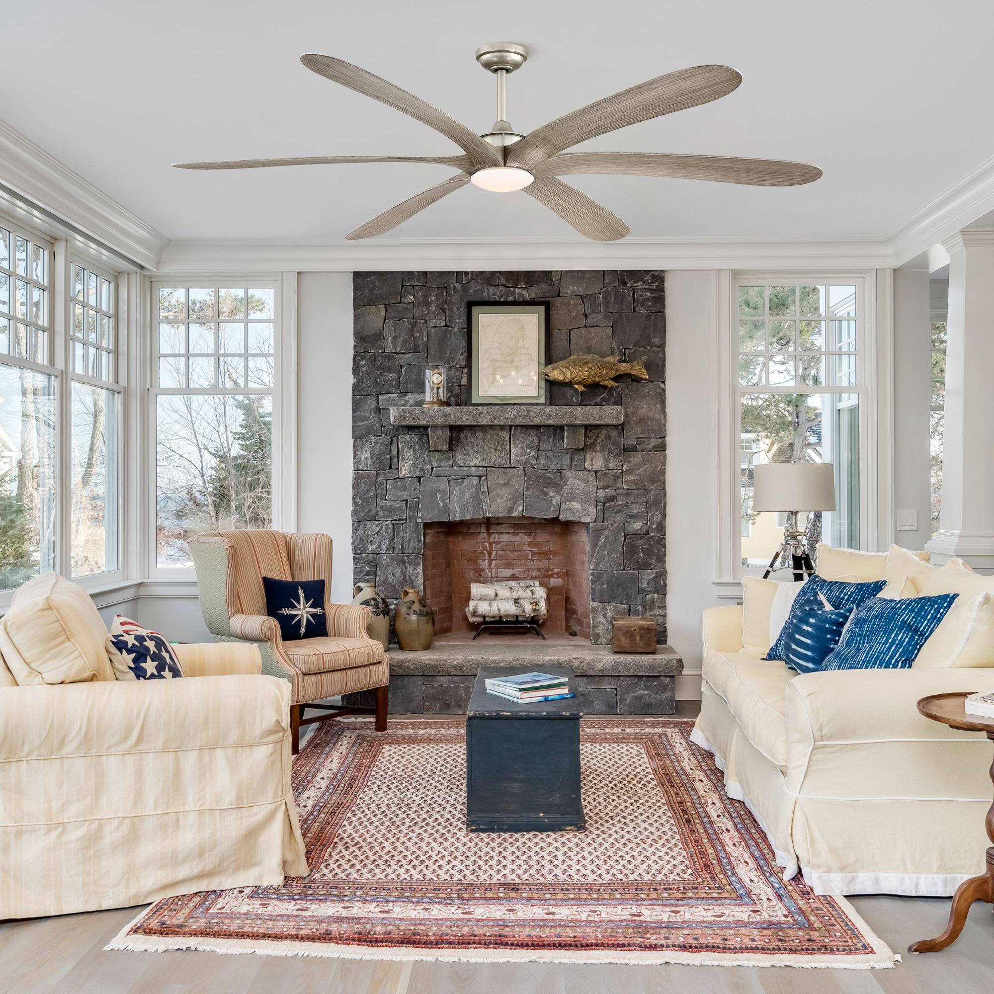 Back. Parrot Uncle - 72" Farmhouse Driftwood Indoor DC Motor 6-Blade Ceiling Fan with LED Light and Remote - Driftwood.