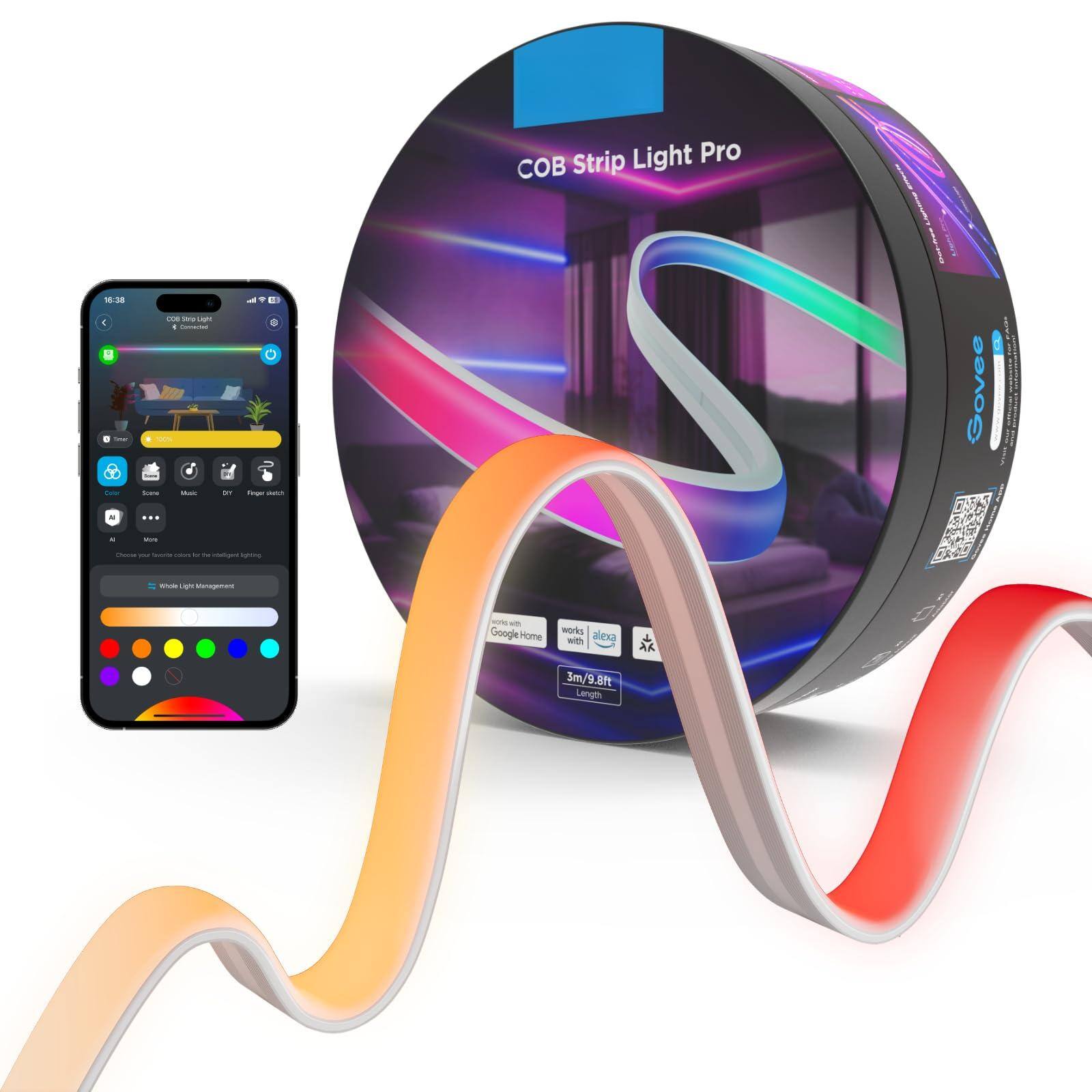 Stylel Star - LED Lights Smart RGB Strip for Bedroom - Smart RGB LED Strip Lights with App Control & Music Sync