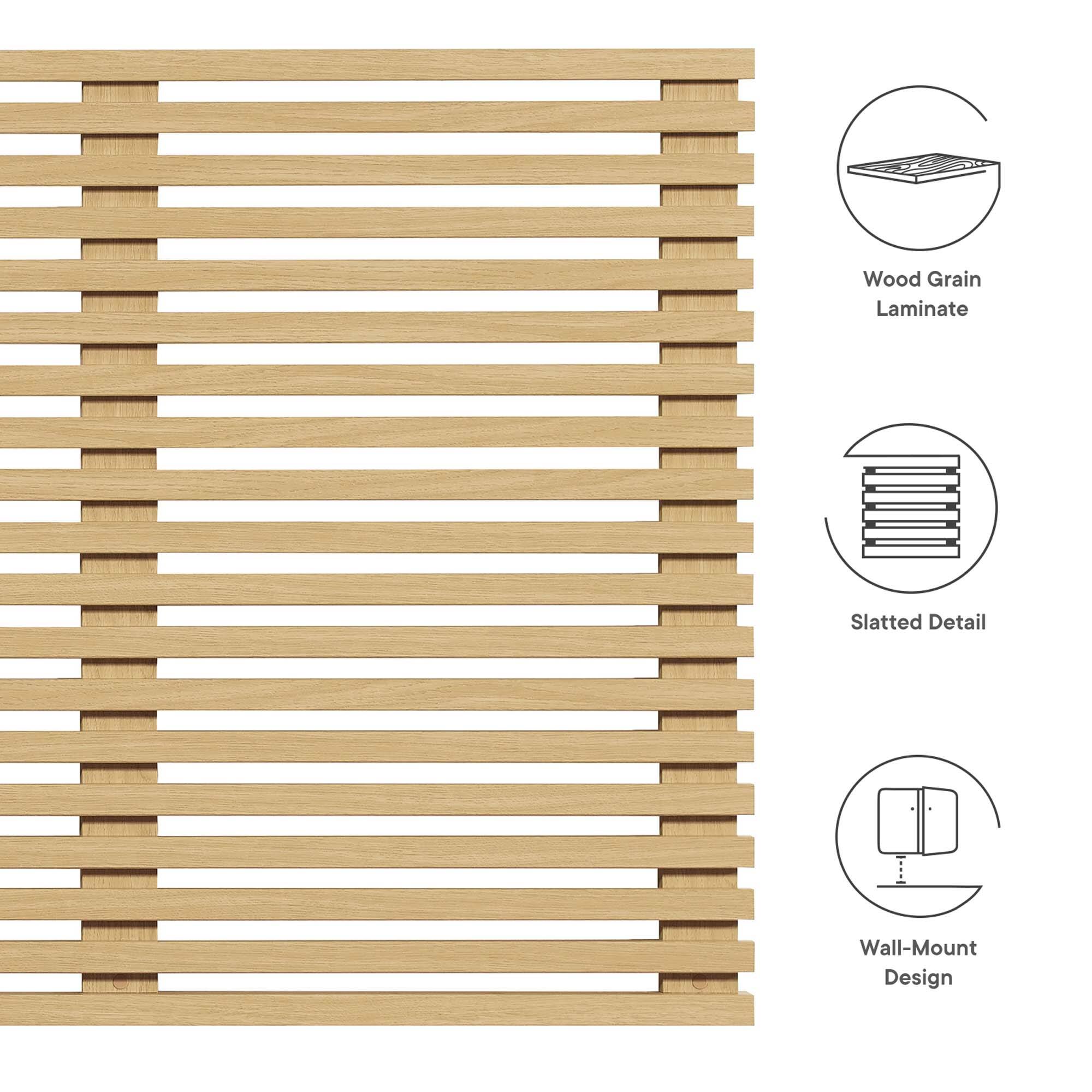 Wood Grain Laminate Slatted Detail Wall-Mount Design

- Wood Grain Laminate
- Slatted Detail
- Wall-Mount Design