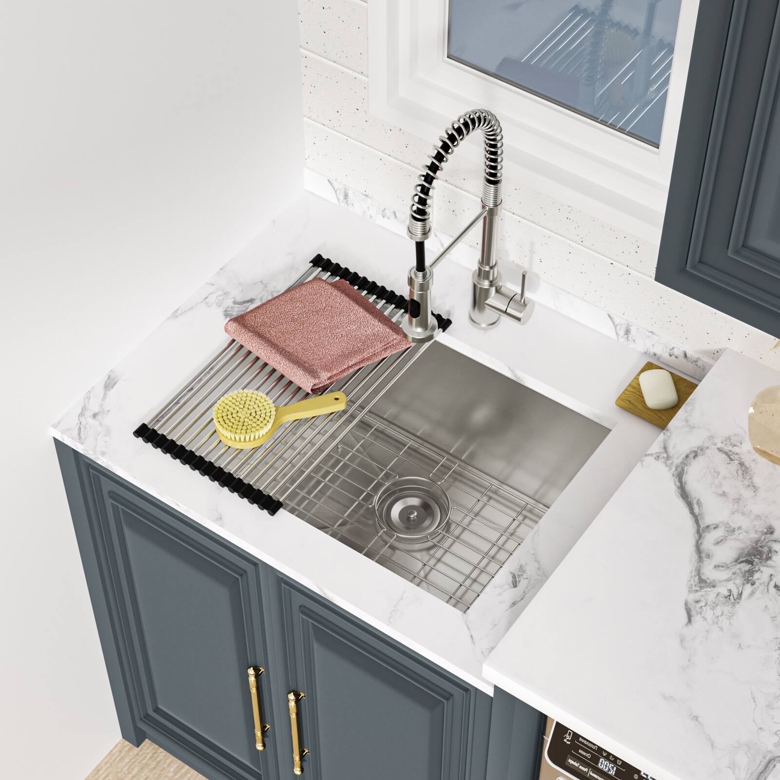 Back. Lordear - 21x18 Inch Undermount Laundry Sink Under Mount 16 Gauge Stainless Steel RV Single Bowl Kitchen Sink - Stainless steel.